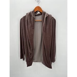 LOLA & SOPHIE Brown Velvet Draped Open Cardigan // M